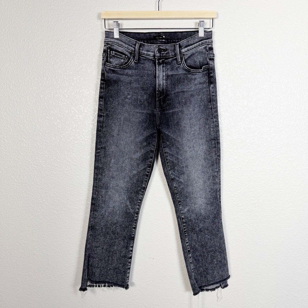 Mother Denim The Insider Crop Step Fray Jeans 26 Train Stops Charcoal Wash